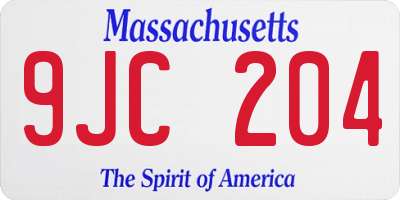 MA license plate 9JC204