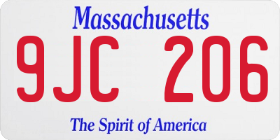 MA license plate 9JC206