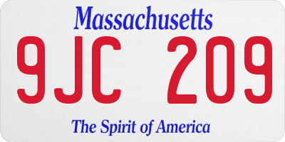 MA license plate 9JC209