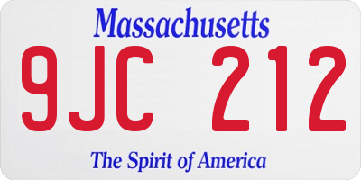 MA license plate 9JC212