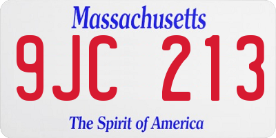 MA license plate 9JC213