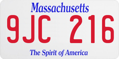 MA license plate 9JC216