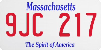 MA license plate 9JC217