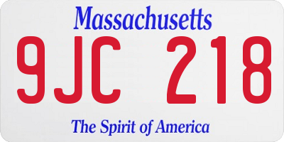MA license plate 9JC218