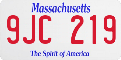 MA license plate 9JC219