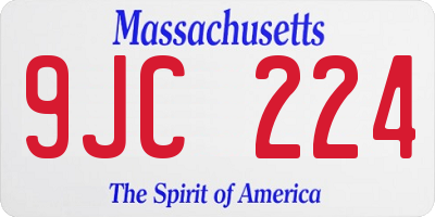 MA license plate 9JC224