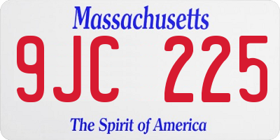 MA license plate 9JC225