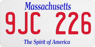 MA license plate 9JC226