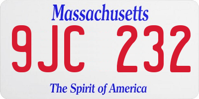 MA license plate 9JC232