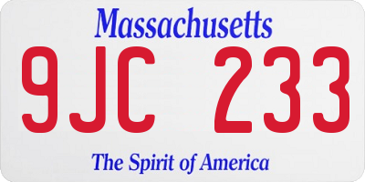 MA license plate 9JC233