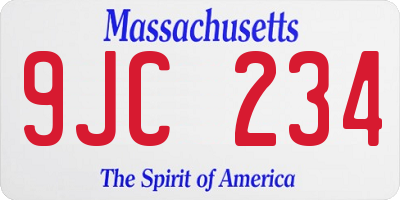 MA license plate 9JC234