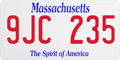 MA license plate 9JC235