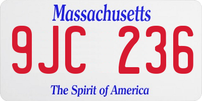 MA license plate 9JC236