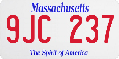 MA license plate 9JC237