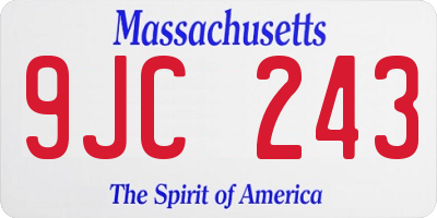 MA license plate 9JC243