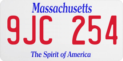 MA license plate 9JC254