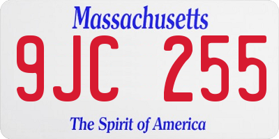 MA license plate 9JC255