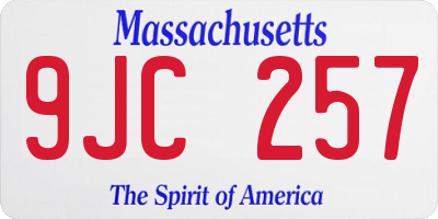 MA license plate 9JC257
