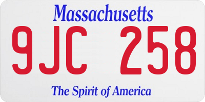 MA license plate 9JC258