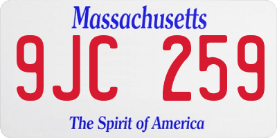 MA license plate 9JC259