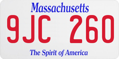 MA license plate 9JC260