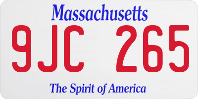 MA license plate 9JC265