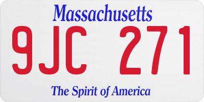 MA license plate 9JC271