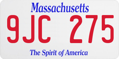 MA license plate 9JC275