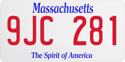 MA license plate 9JC281