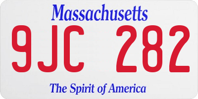 MA license plate 9JC282