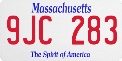 MA license plate 9JC283