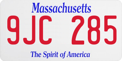 MA license plate 9JC285