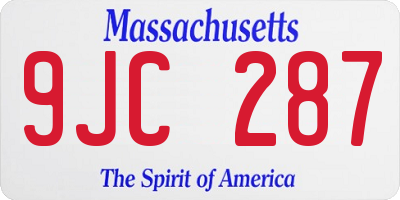 MA license plate 9JC287