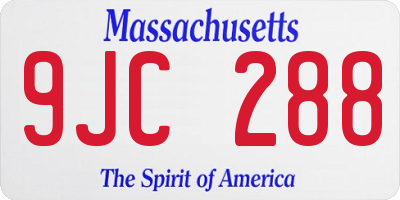 MA license plate 9JC288