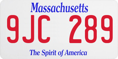 MA license plate 9JC289