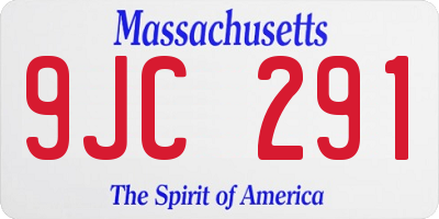 MA license plate 9JC291