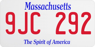 MA license plate 9JC292