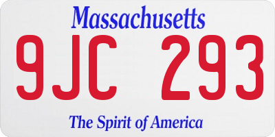 MA license plate 9JC293