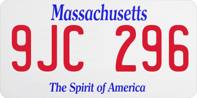 MA license plate 9JC296