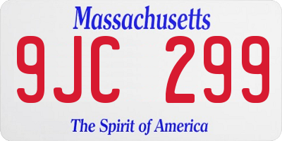 MA license plate 9JC299
