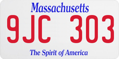 MA license plate 9JC303
