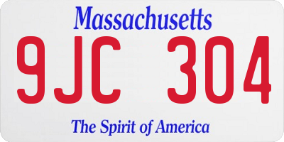 MA license plate 9JC304