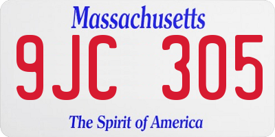 MA license plate 9JC305