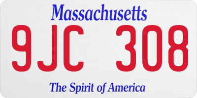 MA license plate 9JC308