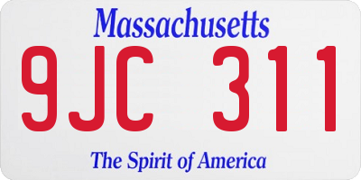 MA license plate 9JC311