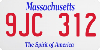 MA license plate 9JC312