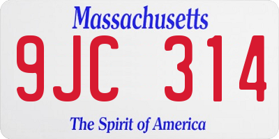 MA license plate 9JC314