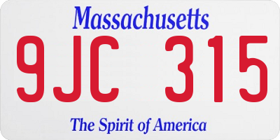 MA license plate 9JC315