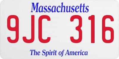 MA license plate 9JC316