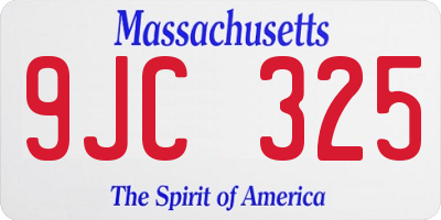MA license plate 9JC325